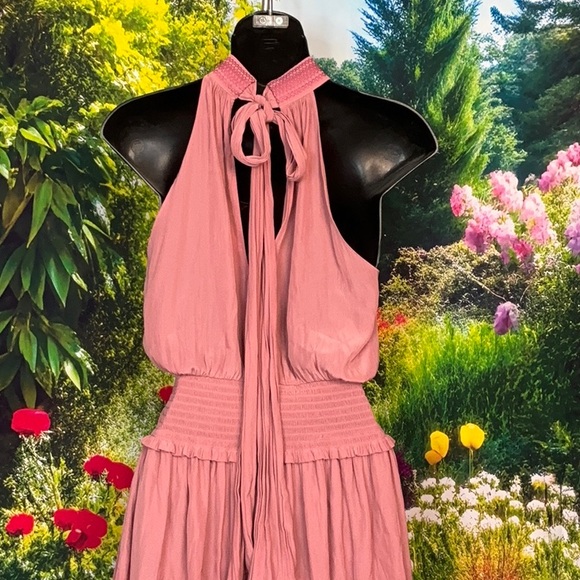 Ramy Brook Blush Pink Halter Maxi Dress. #1355 - Picture 4 of 6